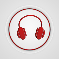 Headset circular icon on white background