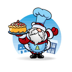 Дед Мороз Santa Claus кулинар приготовил пирог