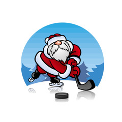 Дед Мороз Santa Claus  играет в хоккей