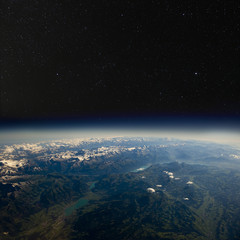 Fototapeta premium High altitude view of the Earth in space.