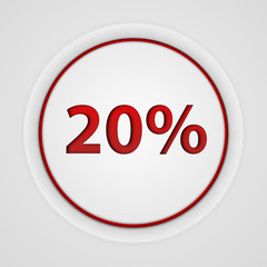 Twenty percent circular icon on white background