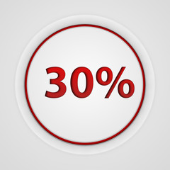 Thirty percent circular icon on white background