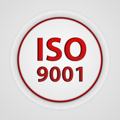 Iso 9001 circular icon on white background