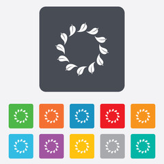 Wreath of leaves sign icon. Leaf circle symbol.