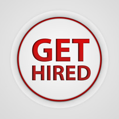 Get hired circular icon on white background