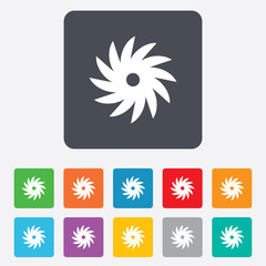 Saw circular wheel sign icon. Cutting blade.