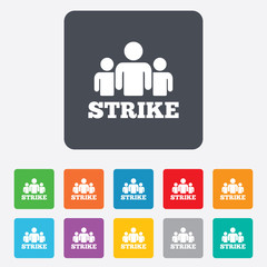 Strike sign icon. Group of people symbol.