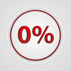 Zero percent circular icon on white background