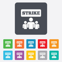 Strike sign icon. Group of people symbol.