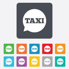 Taxi speech bubble sign icon. Public transport.