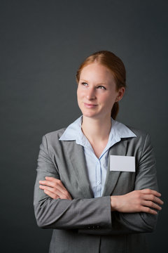 Business Person with Blank Name Tag