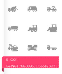 Vector black construction transport icon set