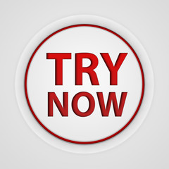 Try now circular icon on white background