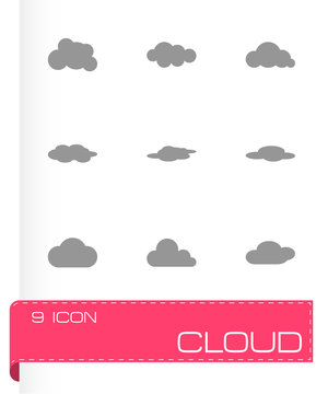 Vector black cloud icon set