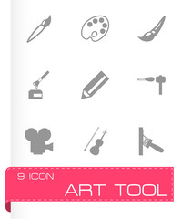 Vector black art tool icon set