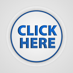 Click here circular icon on white background