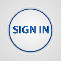 sign in circular icon on white background