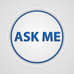 ask me circular icon on white background