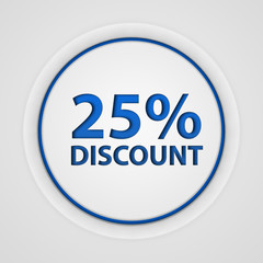 Discount 25 circular icon on white background