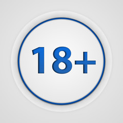 18+ circular icon on white background