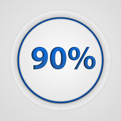 Ninety percent circular icon on white background