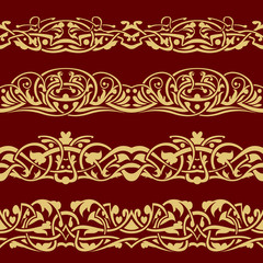Gold floral seamless border