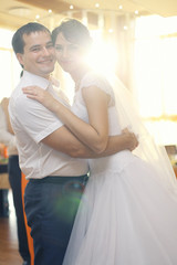 Fototapeta premium bride and groom portrait in the room