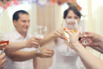bride and groom portrait in the room