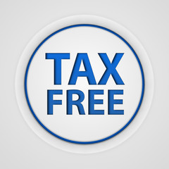 Tax free circular icon on white background