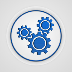 Settings circular icon on white background