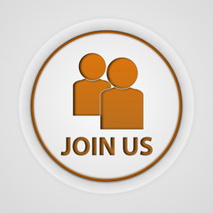 Join us circular icon on white background