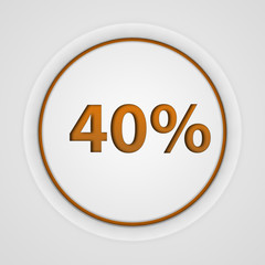 Fourty percent circular icon on white background