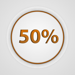 Fivety percent circular icon on white background