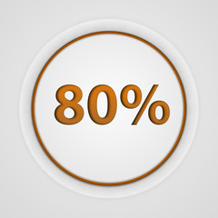 Eighty percent circular icon on white background