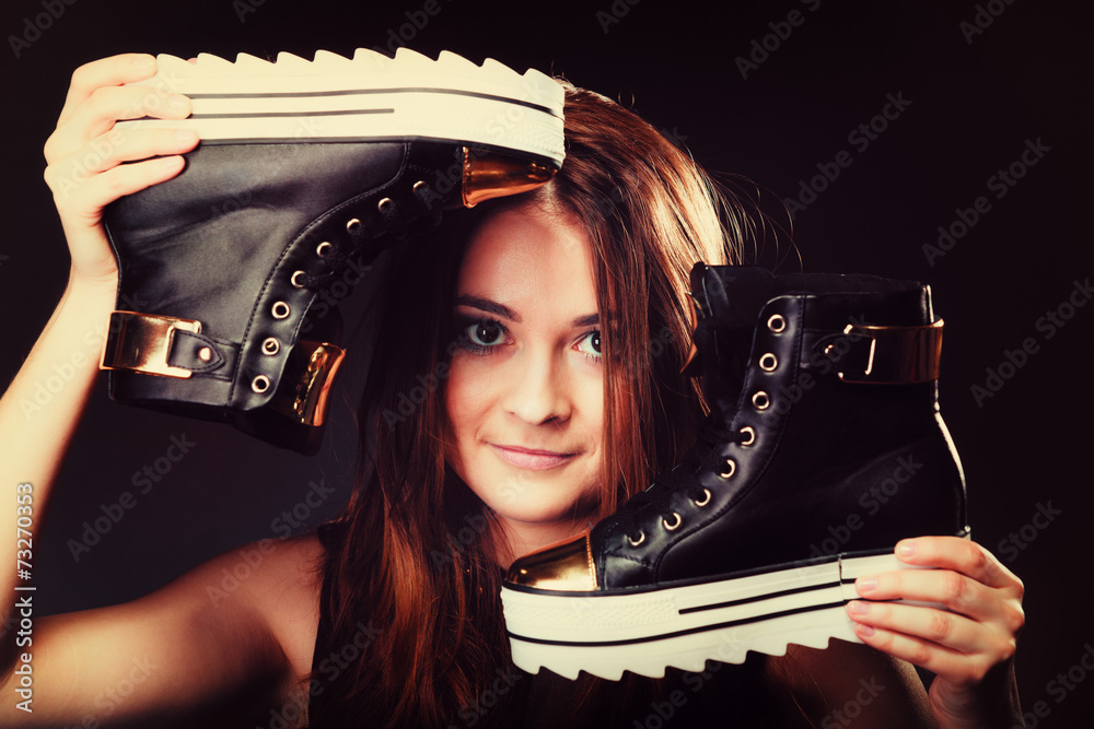 Wall mural people concept - teenage girl in casual shoes