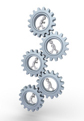 Businessmen running as workforce metaphor