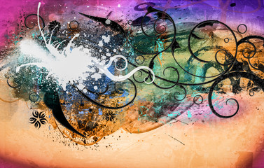 Grunge textured abstract digital background - collage