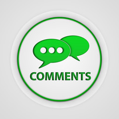 Comments now circular icon on white background