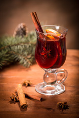 Glass with mulled wine