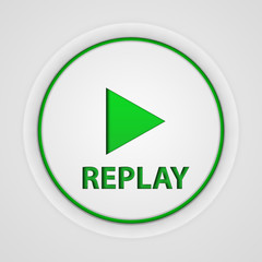 Replay circular icon on white background