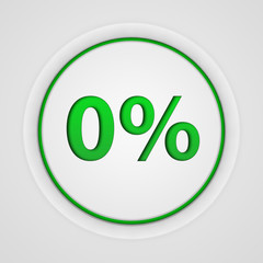 Zero percent circular icon on white background