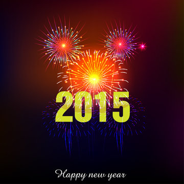 Happy New Year 2015 with fireworks background