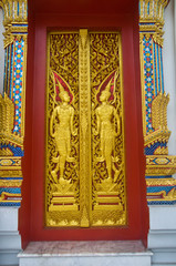 Angel decoration of buddhist temple door