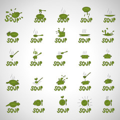 Soup icon set, vector illustration. Soup icons isolated on background