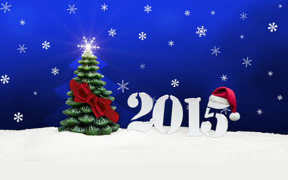 christmas tree happy new year 2015 blue