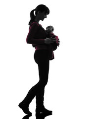 woman mother walking baby silhouette