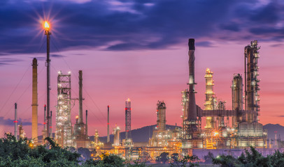 Oil refinery at twilight sky