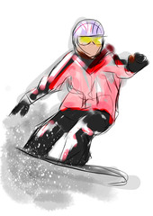 hand draw snowboarding