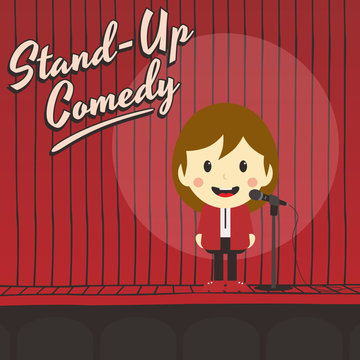 female stand up comedian cartoon character