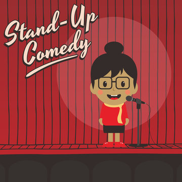 Female Stand Up Comedian Cartoon Character